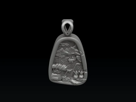 Traveller Hiking Pendant Ring Set 3D print model 3D Print Model