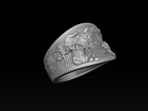 Traveller Hiking Pendant Ring Set 3D print model 3D Print Model
