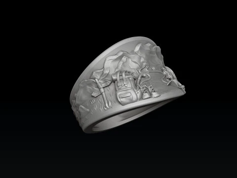Traveller Hiking Pendant Ring Set 3D print model 3D Print Model