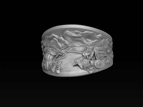 Traveller Hiking Pendant Ring Set 3D print model 3D Print Model