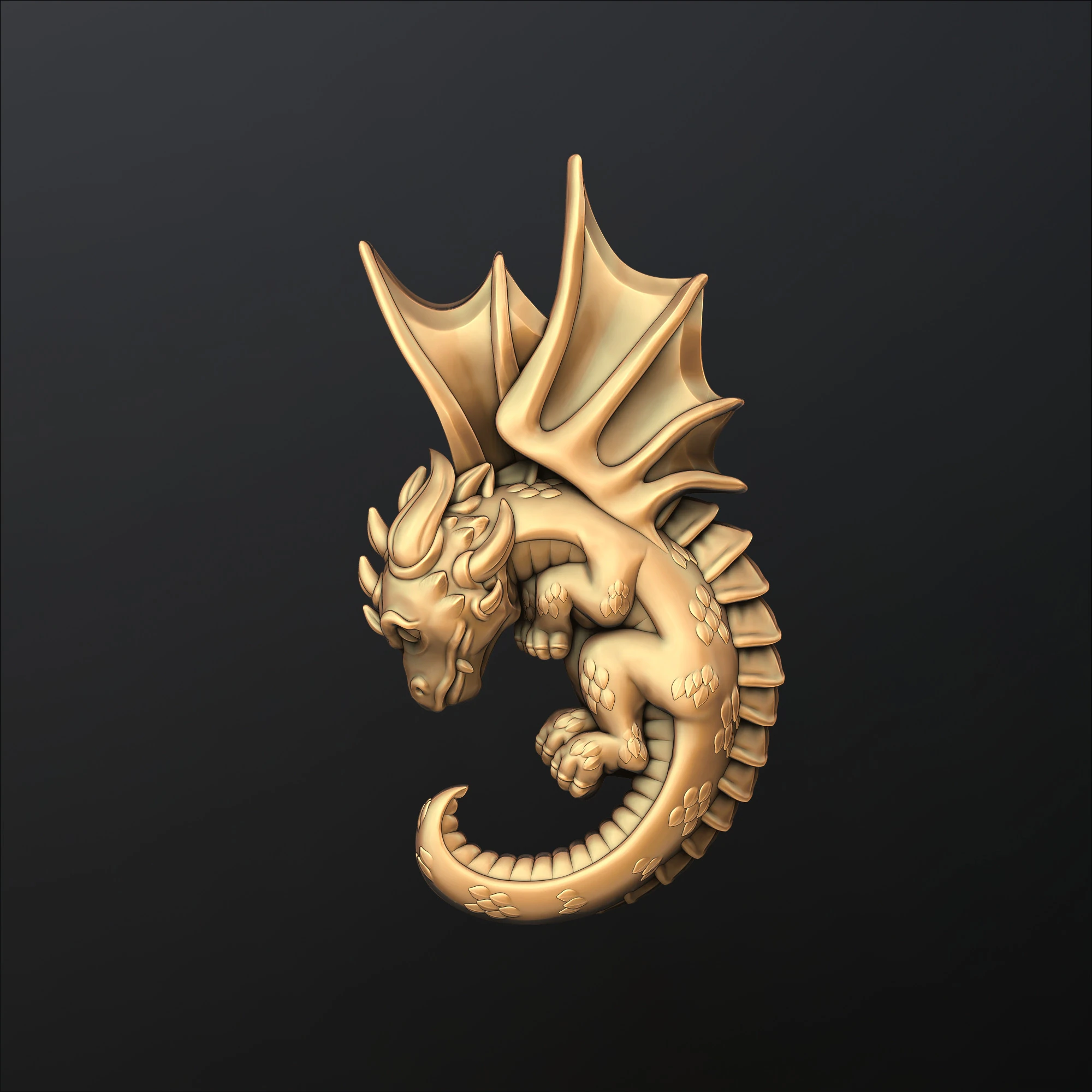ベビードラゴンペンダント3Dプリントモデル 3Dプリントモデル .c4d .max .obj .3ds .fbx .stl .blend