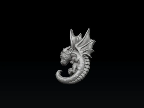 ベビードラゴンペンダント3Dプリントモデル 3Dプリントモデル