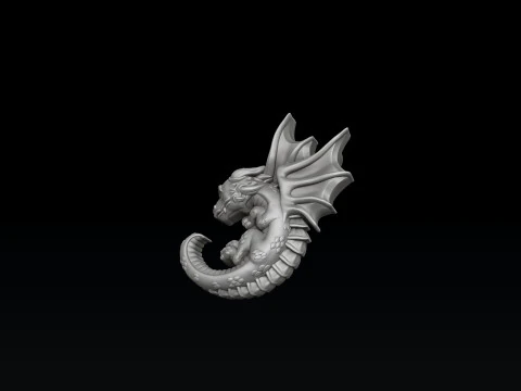 ベビードラゴンペンダント3Dプリントモデル 3Dプリントモデル