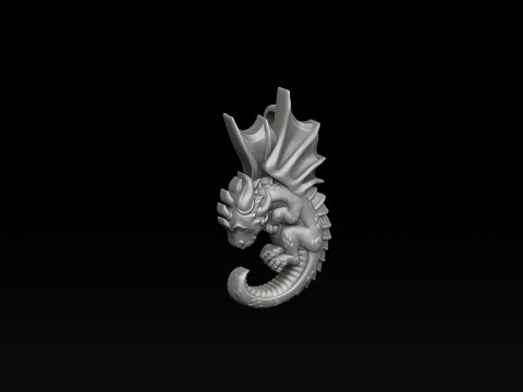 ベビードラゴンペンダント3Dプリントモデル 3Dプリントモデル