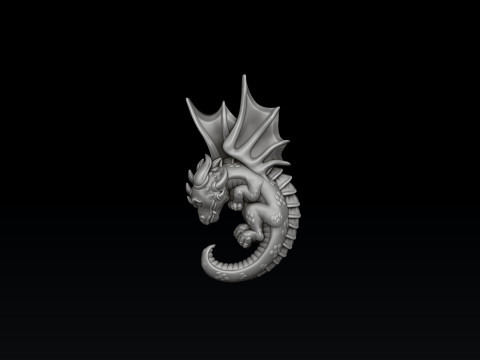 Baby Dragon Pendant 3D print model 3Dプリントモデル