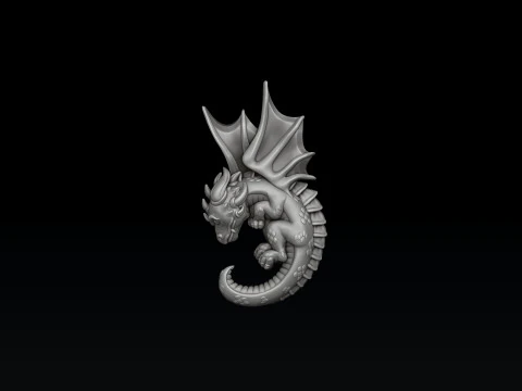 ベビードラゴンペンダント3Dプリントモデル 3Dプリントモデル