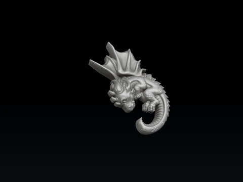 ベビードラゴンペンダント3Dプリントモデル 3Dプリントモデル
