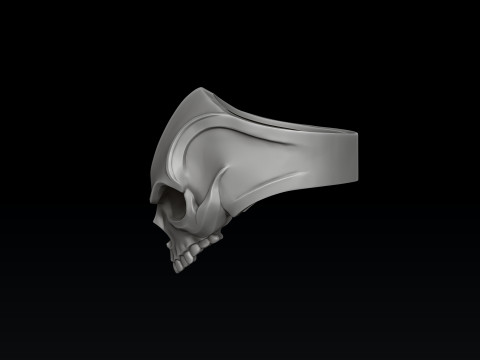 Angry Skull Ring 3D print model 3Dプリントモデル