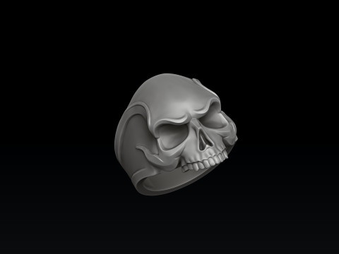 Angry Skull Ring 3D print model 3Dプリントモデル