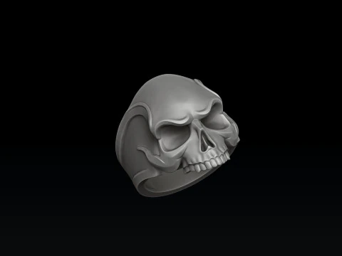 アングリースカルリング3Dプリントモデル 3Dプリントモデル