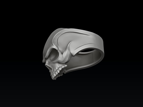 Angry Skull Ring 3D print model 3Dプリントモデル