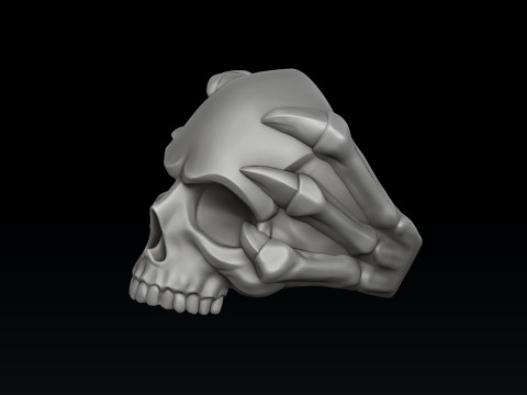 Skull Clutches Ring 3D print model 3Dプリントモデル