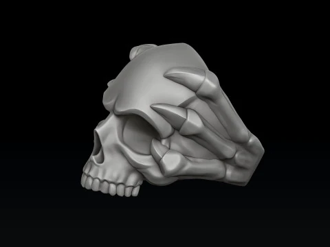 Skull Clutches Ring 3D print model 3D Print Model