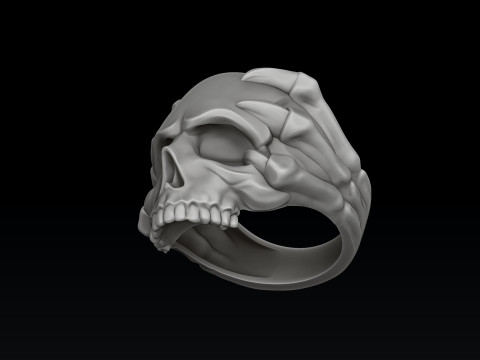 Skull Clutches Ring 3D print model 3Dプリントモデル
