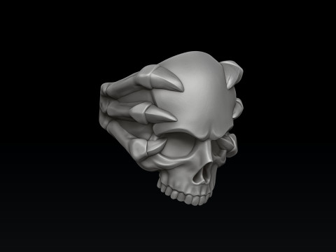 Skull Clutches Ring 3D print model 3Dプリントモデル