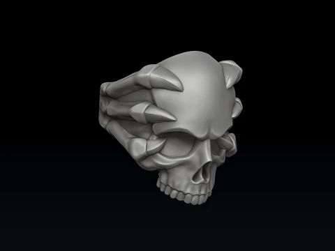 Skull Clutches Ring 3D print model 3D Print Model