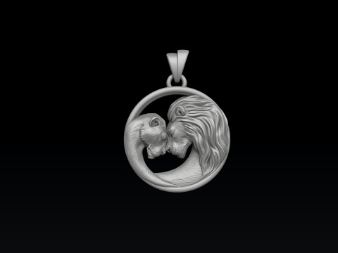Lion Lioness Pendant 3D print model 3Dプリントモデル