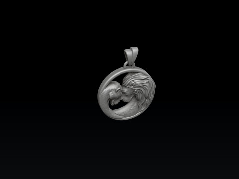 Lion Lioness Pendant 3D print model 3Dプリントモデル