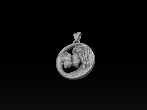 Lion Lioness Pendant 3D print model 3Dプリントモデル