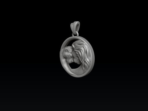 Lion Lioness Pendant 3D print model 3Dプリントモデル