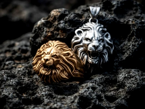 Collezione di anelli con ciondolo leone Set modello di stampa 3D Modello di stampa 3D