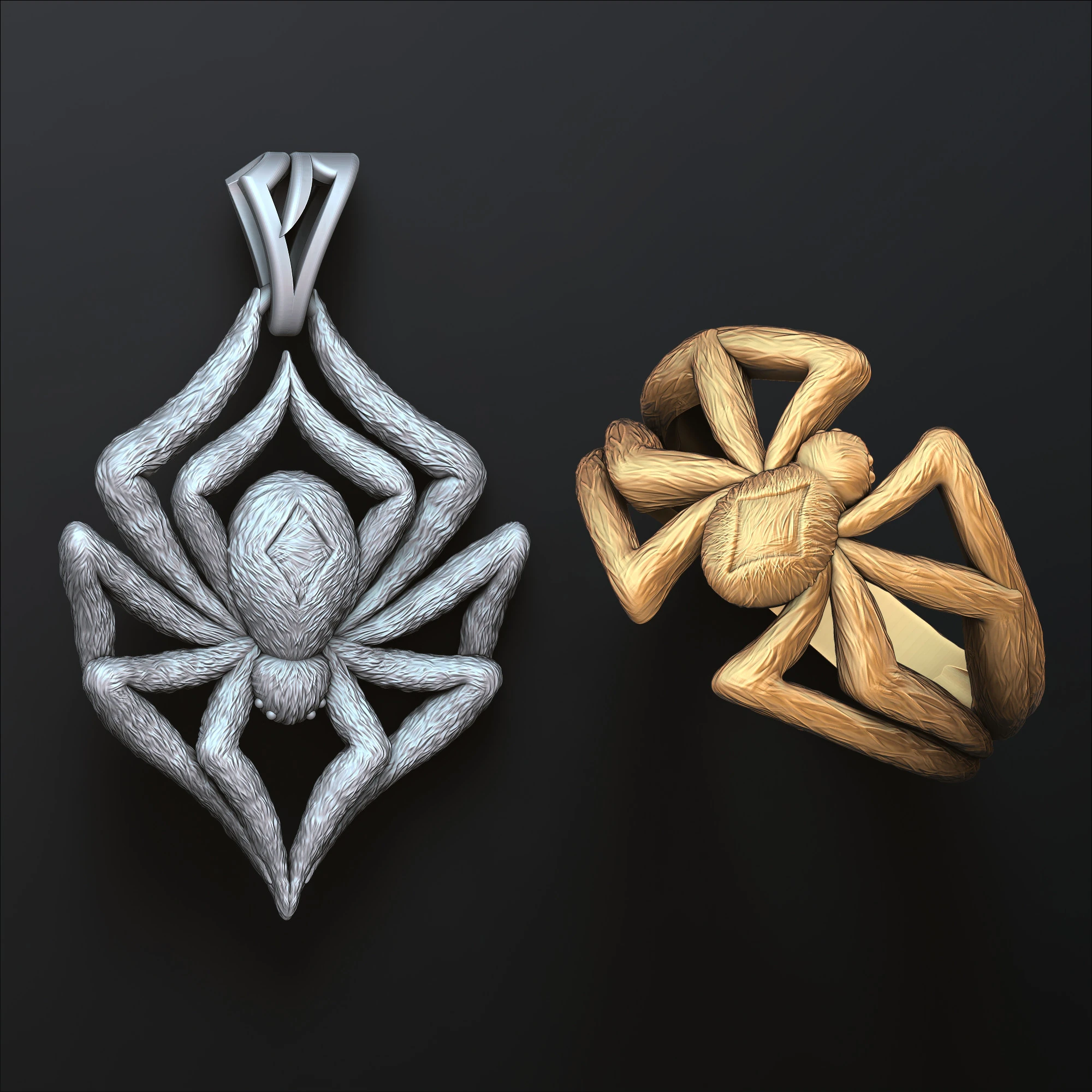 Spider pendant ring collection set 3D print model 3D Print Model .c4d .max .obj .3ds .fbx .stl .blend