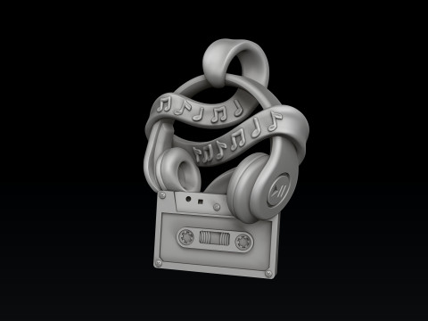 Cassette Tape And Headphones Pendant 3D print model 3Dプリントモデル
