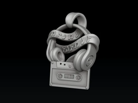 Cassette Tape And Headphones Pendant 3D print model 3D Print Model