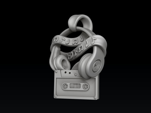 Cassette Tape And Headphones Pendant 3D print model 3Dプリントモデル