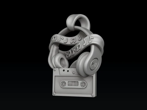 Cassette Tape And Headphones Pendant 3D print model 3D Print Model