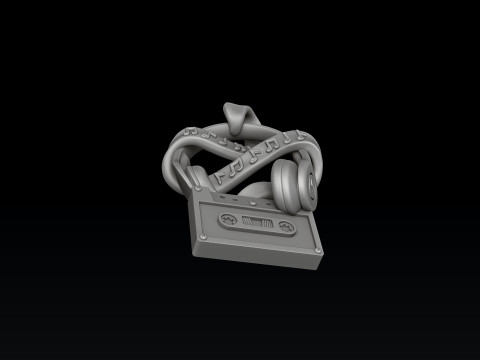 Cassette Tape And Headphones Pendant 3D print model 3Dプリントモデル