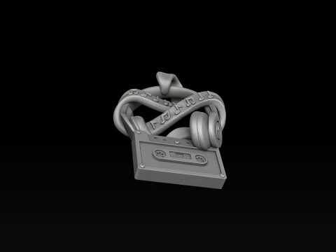 Cassette Tape And Headphones Pendant 3D print model 3D Print Model
