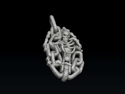 Biker Skull Pendant 3D print model 3D Print Model