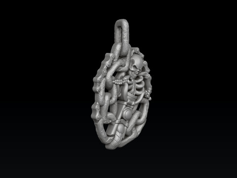 Biker Skull Pendant 3D print model 3D प्रिंट मॉडल