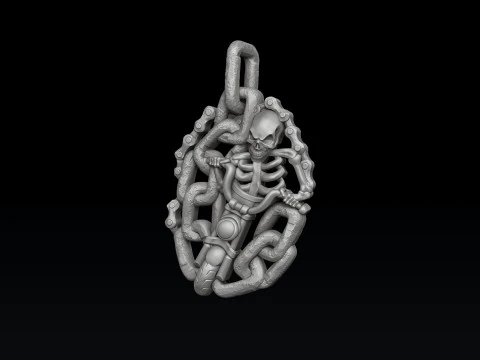 Biker Skull Pendant 3D print model 3D Print Model