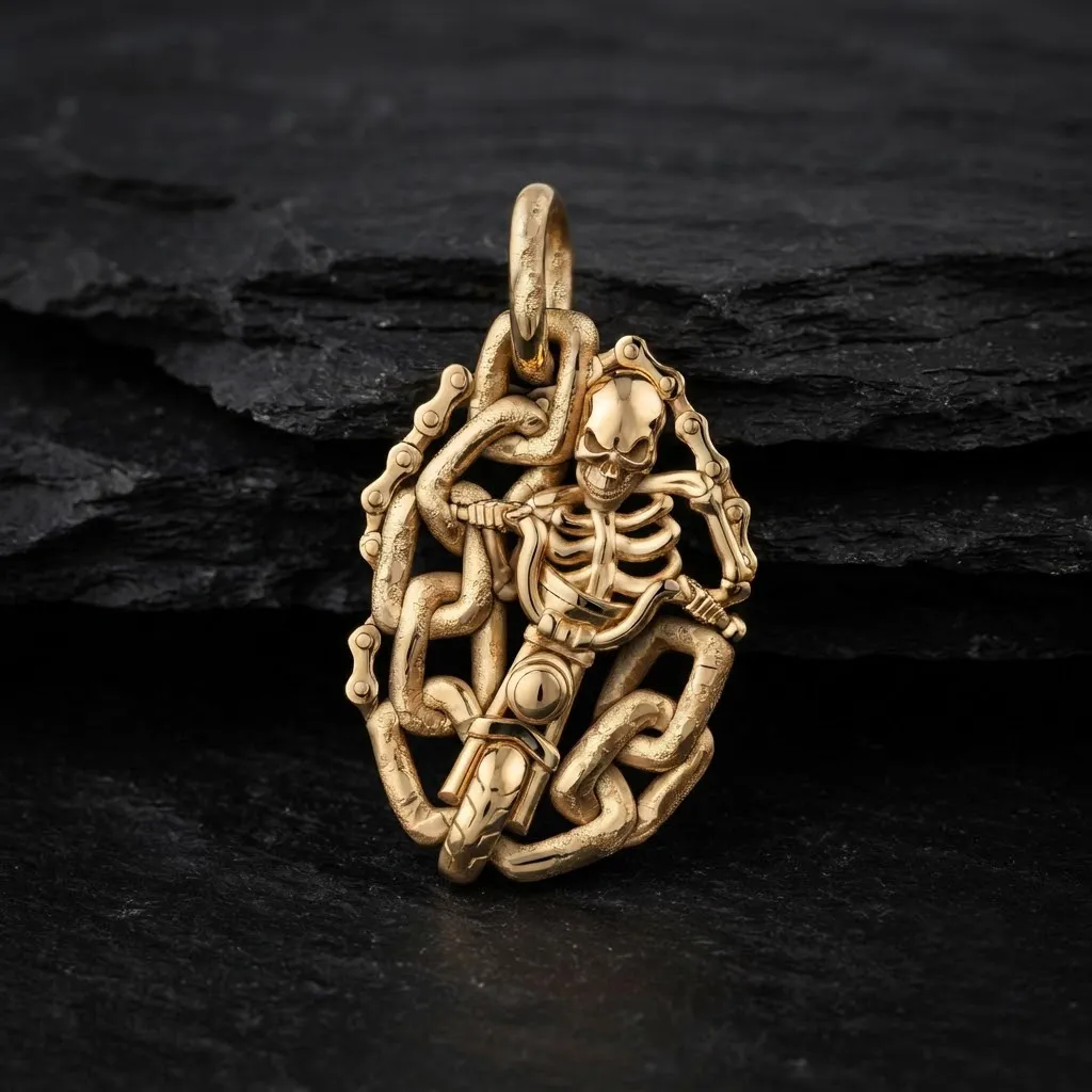 Biker Skull Pendant 3D print model 3D Print Model .c4d .max .obj .3ds .fbx .stl .blend 