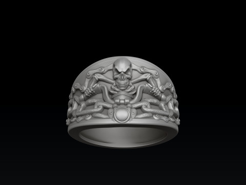 Biker Skull Ring 3D print model 3Dプリントモデル