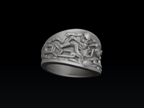 Biker Skull Ring 3D print model 3Dプリントモデル