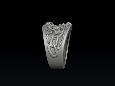 Biker Skull Ring 3D print model 3Dプリントモデル