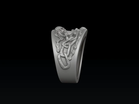 Modelo de impress&atilde;o 3D do anel de caveira de motociclista Modelo de Impressão 3D