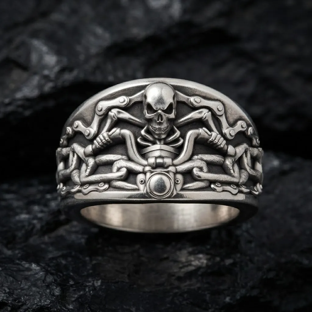 Biker Skull Ring 3D print model 3D Print Model .c4d .max .obj .3ds .fbx .stl .blend 