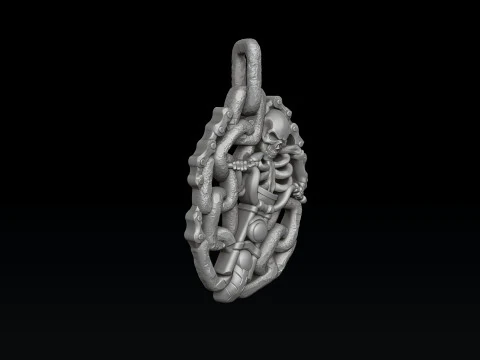 Biker Skull Ring Pendant Collection Set 3D print model 3D Print Model
