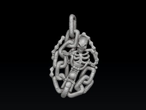Biker Skull Ring Pendant Collection Set 3D print model 3D प्रिंट मॉडल