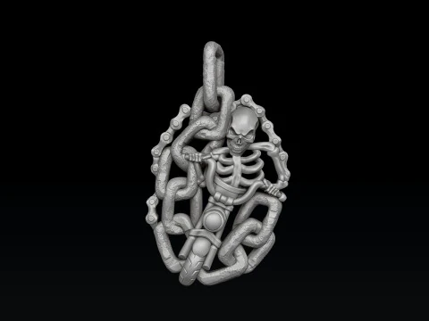 Biker Skull Ring Pendant Collection Set 3D print model 3D Print Model