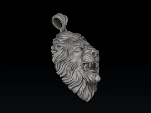 Lion ring pendant v2 set 3D print model 3D Print Model