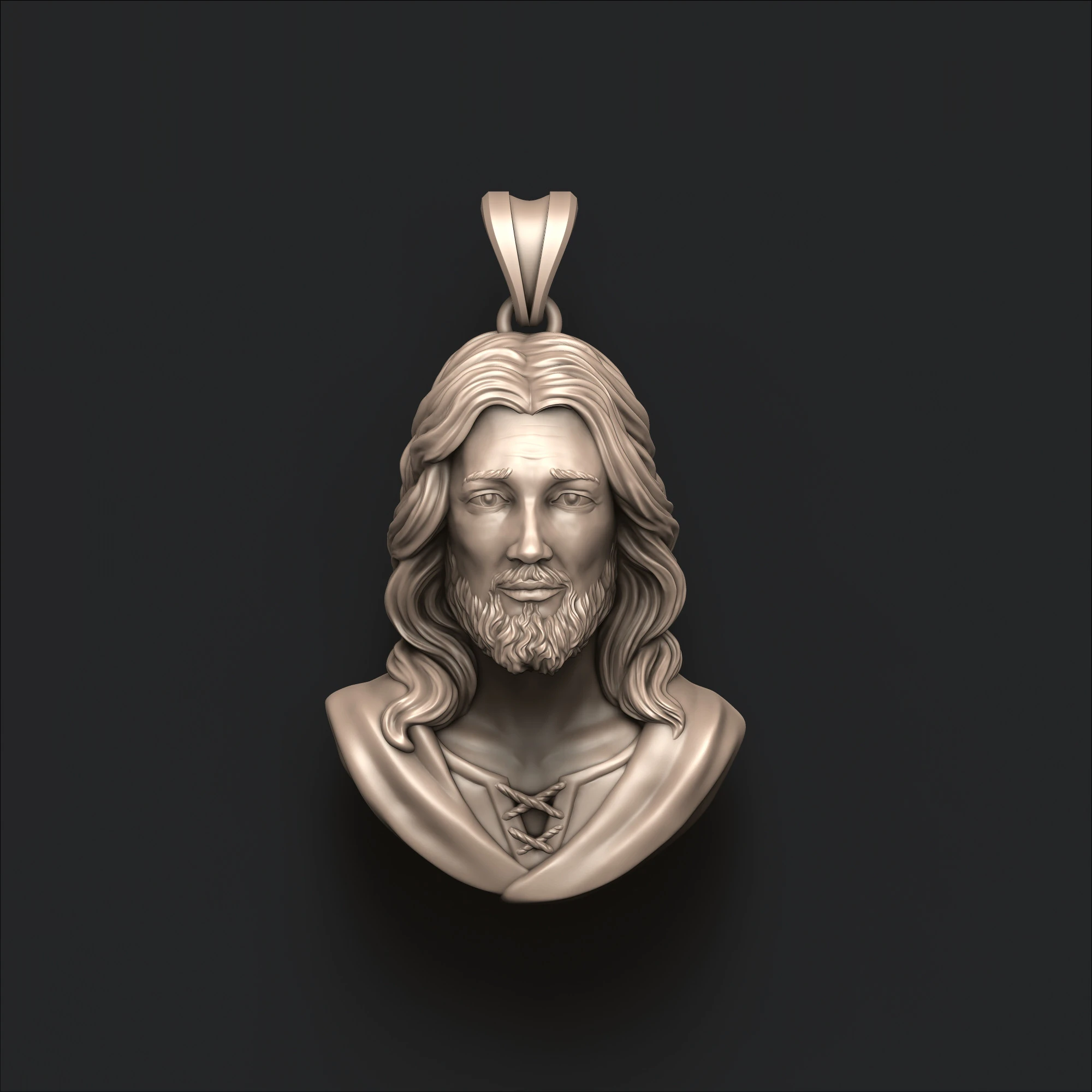3D-Druckmodell mit Jesus-Christus-Kopf-Anh&auml;nger 3D Druckmodell .c4d .max .obj .3ds .fbx .stl .blend 