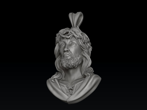 Jesus Christ Head With Thorns Pendant 3D print model Modelo de Impressão 3D