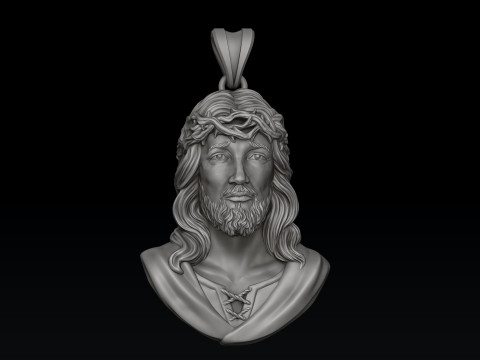 Jesus Christ Head With Thorns Pendant 3D print model Modelo de Impressão 3D