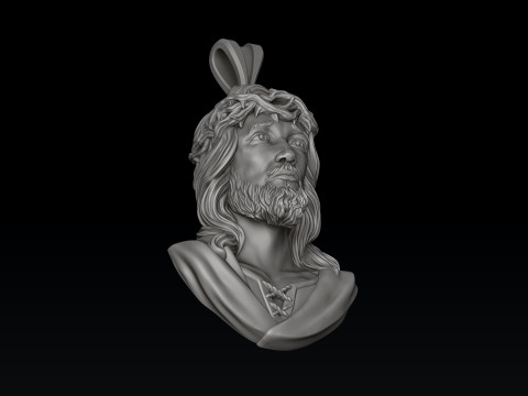 Jesus Christ Head With Thorns Pendant 3D print model Modelo de Impressão 3D