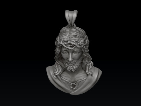 Jesus Christ Head With Thorns Pendant 3D print model Modelo de Impressão 3D